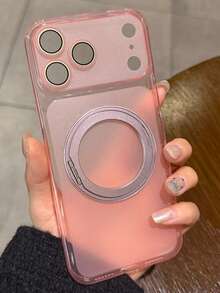 Minimalist Ice Feel Matte Transparent 360 Magnetic Bracket Holder Case Compatible With IPhone 17 Pro 17 16 Pro Max 16 Pro 16 15 Pro Max 15 Pro Max 15 Pro 15 14 Pro Max 14 Pro 14 13 Pro Max 13 Pro 13 12 Pro Max 12 Pro 12 11 Clear Camera Lens Protector Shockproof Cover - Matte Powder - View 3