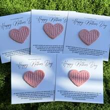 5pcs Pink Crochet Heart-Shaped Mother's Day Greeting Cards, Suitable For Gifting - Multicolor - View 11