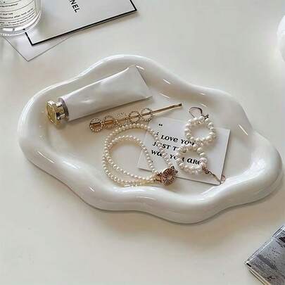 1pc Cloud-Shaped Cute Jewelry Tray, Minimalist Yet Elegant Design, Suitable For Vanity Decoration, Holding Jewelry, Keys, Watches For Both Women And Men