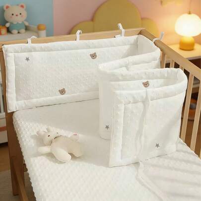 1 thanh chắn giường cũi dài 240cm liền khối, có đệm mềm chống va chạm, tấm chắn bảo vệ dày dặn, vải bọc trang trí phòng trẻ sơ sinh.