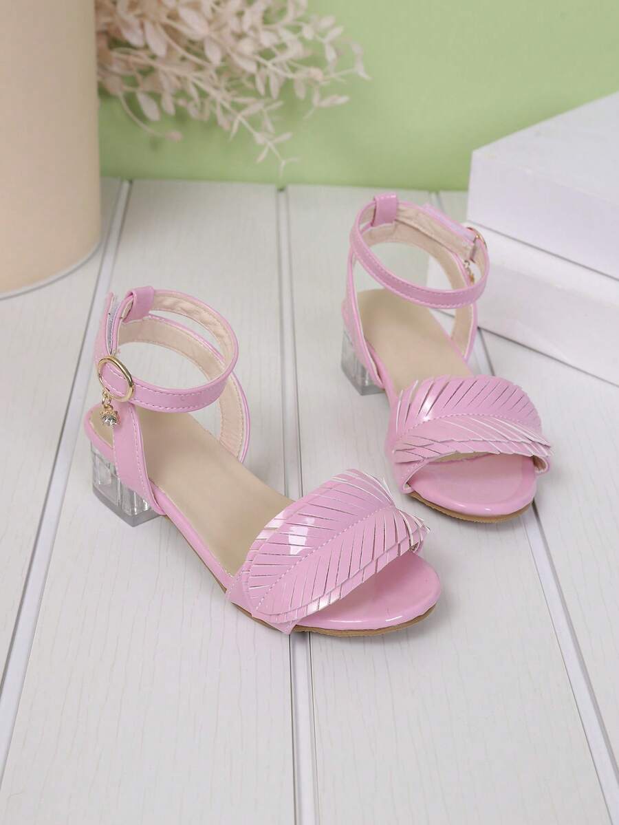 2026夏季时尚舒适新款彩虹亮叶高跟凉鞋 - 粉色 - 查看 1