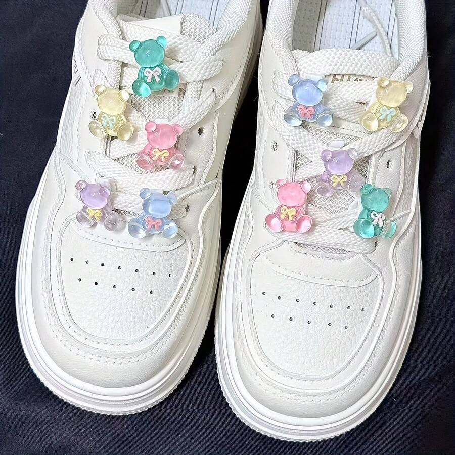 5/10pcs Cartoon Bear Shoe Charms, Cute Animal Shoe Lace Decorations Suitable For Sports Shoes, Personalized Decoration, Holiday & Birthday Gift