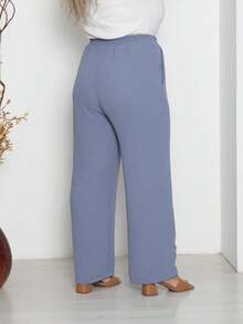 Women's Plus Size Wide-Leg Pants By Duna With Pockets - Grey - View 3