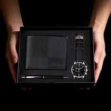Gift Box Set, New Year Gift, Wedding Gift, Birthday Gift, Christmas Gift, Gift For Lover, Father, Teacher, Company Annual Meeting, Employee, Business Men Classic Fashion Quartz Watch + Wallet + Pen + Gift Box - Brown - View 5