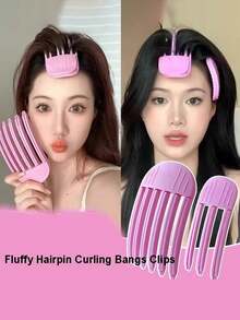 1pc Fluffy Hairpin Curling Bangs Clips Hair Roots Volumizing Hair Clips Set Women Curling Fixed Clip Fashion Volume Hair Roller ,Hair Styling Tools ,Beauty ,Hair Accessories - Lilac Purple - View 1
