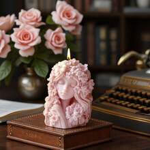 Garden Sleeping Girl Scented Candle Silicone Mold, DIY 3D Floral Girl Candle Silicone Mold - White - View 5