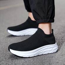 Men's Breathable Mesh Sneakers, Lightweight Running Shoes, Student Sports Shoes, Couple Shoes - Black and White - View 3