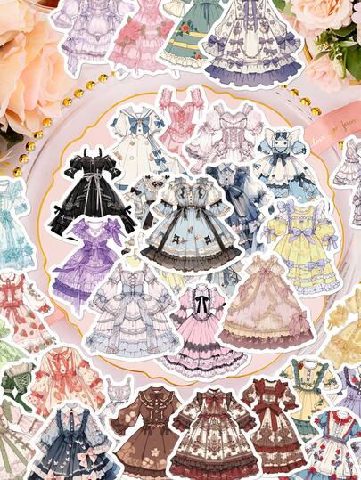 50pcs Lolita Style Waterproof Stickers, Suitable For Water Bottles, Laptops, Phones, Desktops, Walls, Guitars, Skateboards, Fridges, Luggage, Tablets, Scrapbooks, Home Decor, Back To School, Office, School Supplies, Holiday Gifts, Birthday Party Favors Scrapbook Supplies Stationery Funny Stickers Kindle