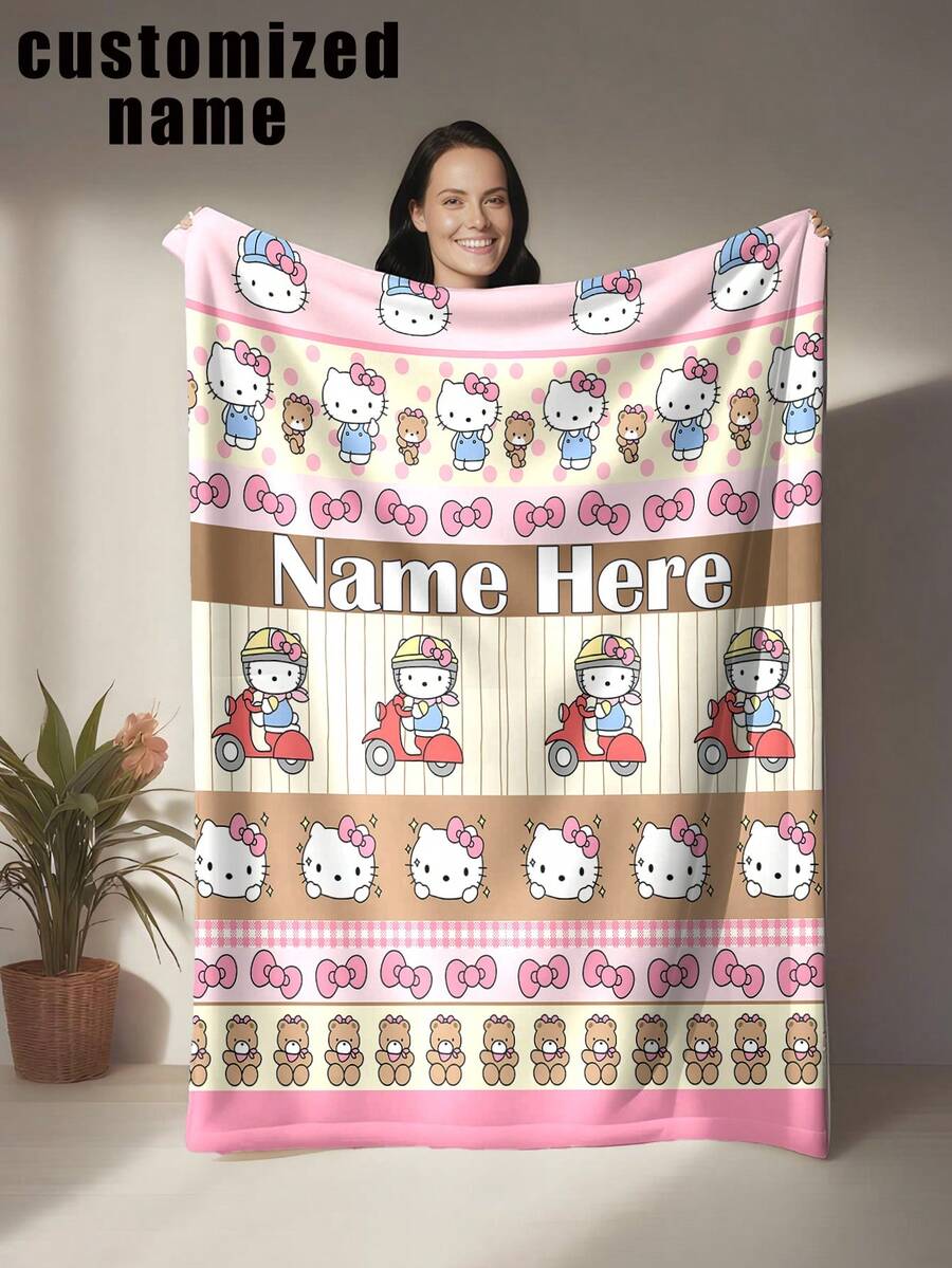 SANRIO Chăn lông cừu cá nhân hóa - Tên tùy chỉnh, chăn flannel mềm mại, món quà ấm áp và thoải mái dành cho gia đình và bạn bè, thích hợp để trang trí nhà cửa hoặc các dịp lễ hội.