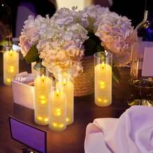24/48 3-Size Ivory Colored Acrylic Light String Electronic Candles, Special Light String Technology To Light Up A Warm Atmosphere, 3-Size Brightness Adjustable, Suitable For Family Gatherings, Party Activities, Home Decoration, Emergency Lighting, Etc - 24 cái - Xem 9