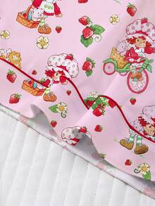 Women's Sleepwear And Home Wear, Soft Sleep Tops And Casual Shorts With Pockets, Patterned Printed Lapel Short Sleeved Shorts, All Season Use - 粉色 - 查看 6