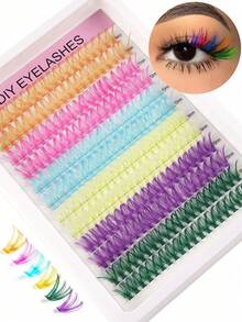 240 cílios postiços longos naturais em 6 cores sortidas, ideais para o Dia das Mães, festivais de música, compras do dia a dia, festas, apresentações e para fazer você mesma em casa. - D - Ver 11