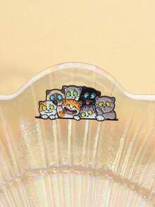 1枚可爱卡通猫咪珐琅胸针，可作服装胸针、金属胸针、时尚翻领徽章、背包、衣服、珠宝包别针，毕业礼物佳品 - 彩色 - 查看 4