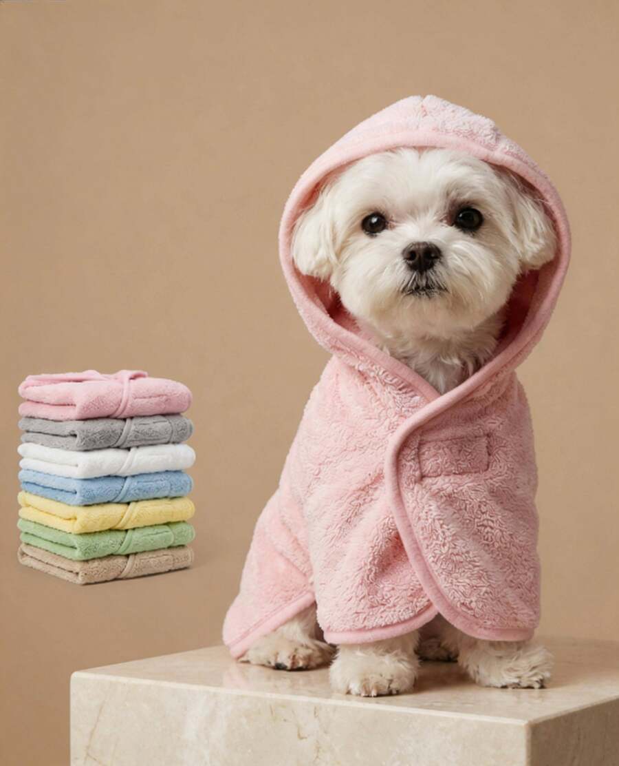 PETSIN 1 Pc Pet Bathrobe Hood Design, Multiple Sizes & Colors Available, Puppy Towels, Pet Towels, Dog Accessories, Cat Towels, Dog Towels, Super Absorbent Quick Drying Pet Towels With For All Pets, Dogs & Cats, Pet Towels For Drying Dogs & Cats Large, Adjustable Pets Robes For Bath, And Dog Dryer For Dogs & Cats, Pet Supplies, Bath Towels, Wearable Towels, Long Robe, Bath Robe, Bathroom Decors, Bathroom Accessarles, Valentine's Day Gift