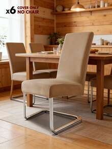 4/6pcs Chair Cover Stretch Brushed Velvet Medium-Back Chair Set Home & Hotel Conference Chair Covers - Multicolor - View 10