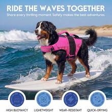 1 pieza Chaleco salvavidas ajustable de alta flotabilidad para perros con tiras reflectantes, dispositivo de flotación durable para mascotas para nadar y navegar, ligero para perros pequeños/medianos/grandes - Morado - Ver 10