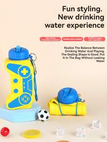 Game Controller Collapsible Silicone Kids Water Bottle 600ml, Platinum Silicone, Foldable & Drop Resistant, Carabiner Clip, Leakproof | Eid Gift, Ramadan Special, Backto School, Easter Basket, Christmas Stocking Stuffer For Boys Girls Gamers - Multicolor - View 8