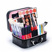 Bộ quà tặng trang điểm cao cấp POPFEEL: Bộ mỹ phẩm chuyên nghiệp bao gồm son môi, bảng phấn mắt, kem nền, phấn má hồng và cọ trang điểm - Lý tưởng cho người mới bắt đầu và làm quà tặng dịp lễ. - Màu Hồng baby - Xem 2