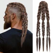 Viking Hair Extensions For Men, 24" Handcrafted Clip In Braided Ponytail Hairpiece For Halloween Viking Costume Renaissance Warrior Accessories - Multicolor - View 16