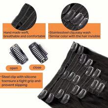 Straight Clip In Hair Extensions Real Human Hair 8Pcs Remy Human Hair Clip Ins For Women Natural Soft Human Hair 100g 22inch #1B Natural Black - Natural Black - 查看 5