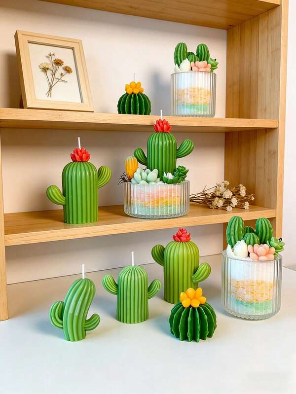3D Succulent Plant Wax Candle Mold, Silicone Cactus Mold, For Making Floral Candles, Resin, Scented Stone, Soap Casting, Artistic Home Decor