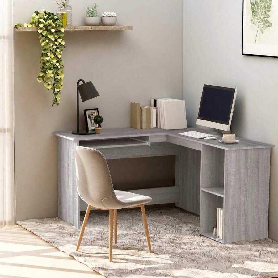 vidaXL Eckschreibtisch Grau 120x140x75 cm Holzwerkstoff, Schreibtisch, Computertisch, Bürotisch, Büroschreibtisch, Studiertisch, Arbeitstisch