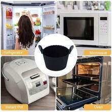 Revestimiento de silicona para freidora de aire, Estera de silicona reutilizable para freidora de aire, Accesorios para freidora de aire, Papel de horno de repuesto, Moldes de horneado de múltiples piezas - Negro - Ver 5