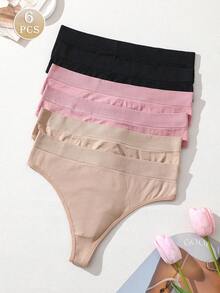 6条/包 女士无痕内裤，高弹力，性感，简约，舒适女士内衣 - 彩色 - 查看 5