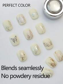 13 Jars Perfect Color Powder Pearl Makeup Set, Mirror Effect Silver Metallic Holographic Dip Powder, Suitable For Resin Crafts And Nail Art, Decorative Iridescent Mermaid Pigment - Multicolor - View 3