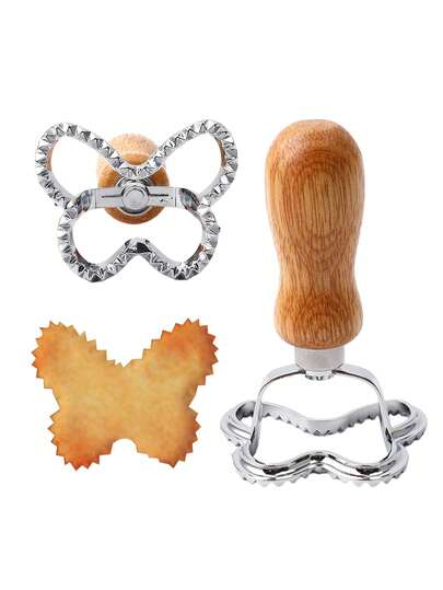 1 pieza Cortador de pasta con forma de mariposa, molde de galletas de mango de madera y aleación de zinc, molde de empanadillas, cortador de pastelería de alta calidad, cortador de forma multifuncional, utensilio de cocina DIY, adecuado para hornear en Pascua, cocina DIY, pasta casera, decoración navideña