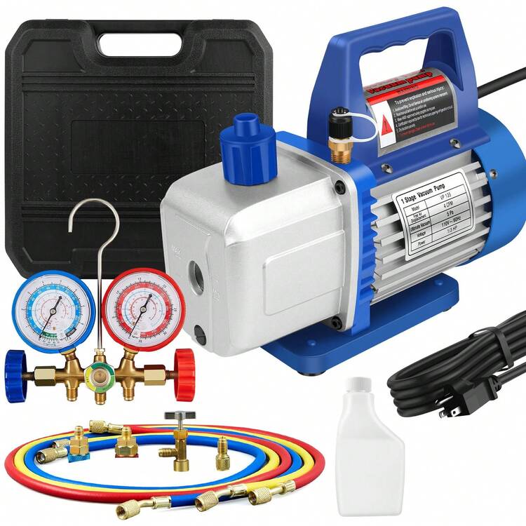 4 CFM 1/3HP Vacuum Pump HVAC Manifold Gauge Set AC A/C Refrigeration Kit US - 組合式空氣真空泵 - 查看 13