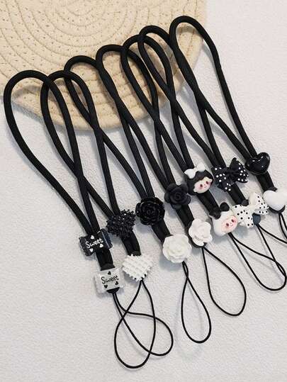 1pc Cartoon Short Woven Bracelet Rope, Adjustable Cute Girl Wristband, Lanyard For Water Bottle, Phone Case, New Unisex Accessory