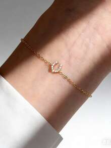1 chiếc dây chuyền bạc S925, mặt dây chuyền hình chữ U đính đá Zirconia, kiểu dáng tối giản Nhật Bản, mạ vàng 14K, thích hợp để đeo hàng ngày. - Vàng - Xem 7