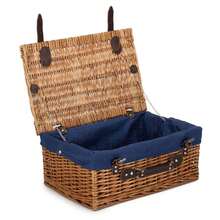 Red Hamper 36cm Double Steamed Wicker Picnic Basket - Navy Blue - View 1