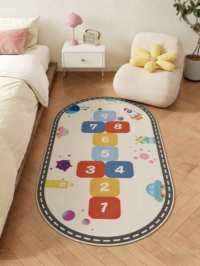 1件趣味数字网格地毯，装饰地毯，沙发座垫地毯，家居装饰用品，客厅地毯，游戏地毯，区域地毯，卧室地毯，门垫，舒适易清洁，家居装饰