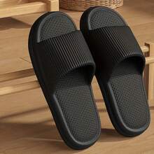 Men's Summer Silent Slippers Indoor Home Bathroom Non-Slip Soft Sole Anti-Odor Sandals Women's Comfortable Lightweight - màu đen - Xem 10