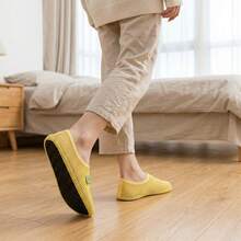 2026 Spring/Summer New Breathable Hollow-Out Slip-On Socks Shoes, Animal Embroidery, Unisex, Yellow Frog, Comfortable Indoor/Home Quiet Non-Slip Suitable For Yoga, Exercise, Travel, Foldable Soft Sole Lightweight - Yellow - View 5