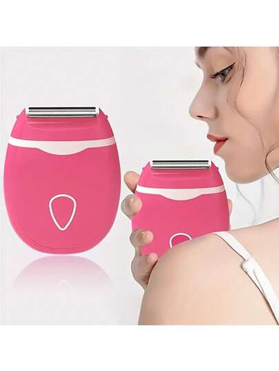 女士电动剃须刀 - 可拆卸刀头便携式修剪器，适用于比基尼区域、腿部、腋下和私处毛发修剪；无线操作，干湿两用