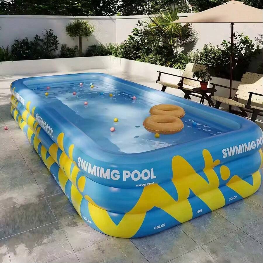 Large Foldable Inflatable Swimming Pool, PVC Thick Indoor Outdoor Water Play Pool, Family Water Party Pool For Summer Cooling, Foldable Summer Pool Suitable For Backyard Or Garden, Ideal For Camping