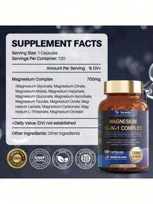 12-In-1 Magnesium Complex 700mg Supplement Capsules - Relaxation Muscle, Heart Health, Stress Relief, Vegan, 120 Caps - 1 mặt hàng - Xem 8