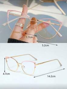 1 Pair Women's Metal Cat Eye Rhinestone Unique Design Shiny Transparent Lens Glasses - Clear - View 3