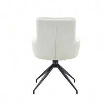 [Set Of 2] European Swivel Chair In A Lightweight Luxury Design: PU Coating + Black Metal Legs, 360° Sound Swivel, Set Of 2 For Dining Rooms / Relaxation Areas. - White - View 7