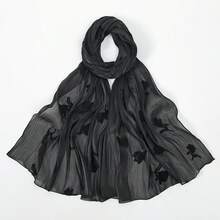 1pc Women's New Arrival Island Silk Embroidered Long Scarf Shawl, Beach Cover-Up Accessory - Multicolor - View 10