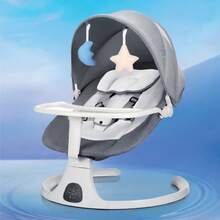 3-In-1 Electric Baby Bouncer & Baby Swing, Adjustable Soother With Reclining Function, Electric Rocking Function & Removable Tray, Sturdy Frame With Secure Harness System, Ideal For Newborns & Toddlers (Indoor), Modern & Ergonomic Design - 灰色 - 查看 10