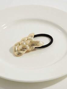 Women's Woven Metal Hair Tie - Premium Elastic Hair Rope With Ponytail Hook, Versatile Back-Of-Head Hair Accessory - Multicolor - View 7