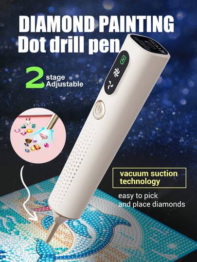 ENSSU Kabelloser Diamant-Malstift, kabellose Diamant-Kunst-Vakuumpinzette ohne Wachs, wiederaufladbares Diamant-Malwerkzeug, einstellbarer Saugmodus Diamant-Kunst-Set Zubehör, Diamant-DIY-Malwerkzeug, geeignet als Geschenk für Diamant-Kunst-Enthusiasten