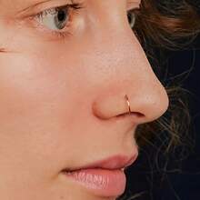 1-3件套假鼻环穿刺饰品，男女通用唇环和鼻中隔夹环套装 - 鋼+rose golden+golden - 查看 2