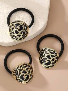 1 pieza/3 piezas Scrunchies de pelo de mujer con estampado de leopardo metálico negro y dorado, adecuados para coleta, uso diario, primavera/verano, playa, vacaciones, elásticos de pelo, cuerda de pelo, goma de pelo, vacaciones, viaje - Multicolor - Ver 13