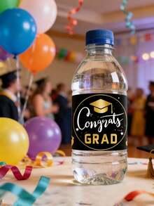 40/20/10 piezas/Set Etiquetas para botellas de agua para fiesta de graduación, Pegatinas para botellas de agua de felicitaciones, Diseños de birretes de graduación, Adecuado para decoración de temporada de graduación, Fiesta de graduación, Ceremonia de graduación, Decoración del hogar y regalos de graduación - Talla única - Ver 9