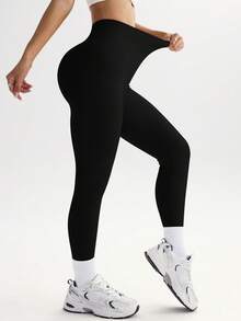Seamless Base Sports Leggings - Black - View 2